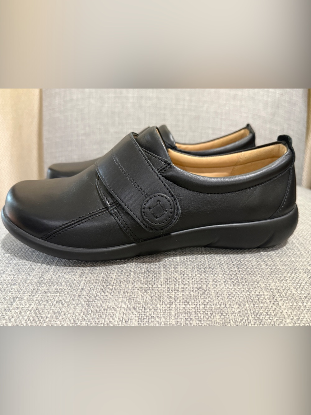 Hotter Sugar Comfort Black Leather Women Loafers size 9